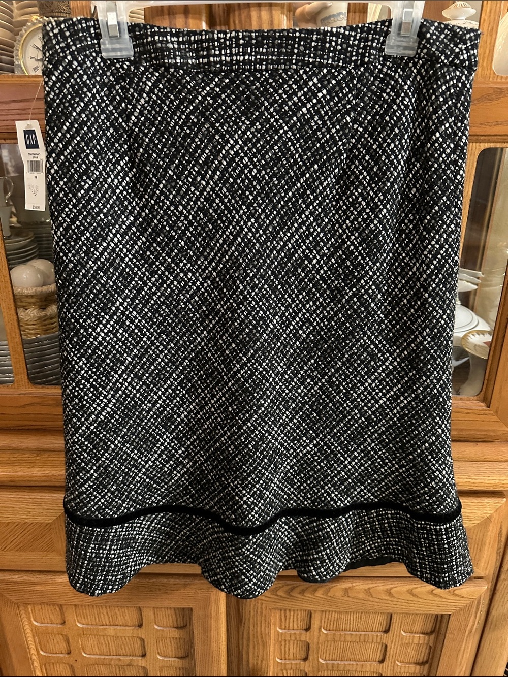 GAP Black & White Textured A-Line Skirt